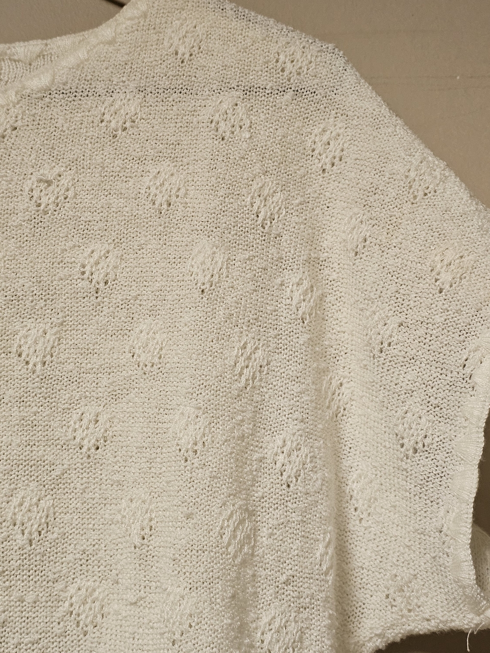 St. Michael Vintage Short Sleeve Knit Sweater Cream Size 14 Acrylic Nylon - Picture 4 of 6